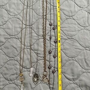 5 assorted long chain necklaces